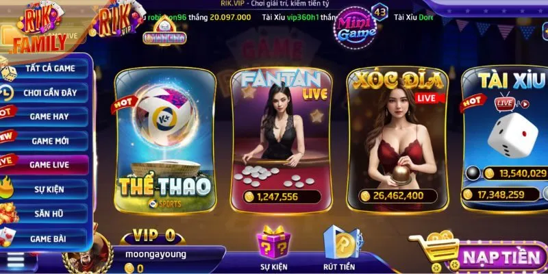 Sảnh Game Live hấp dẫn